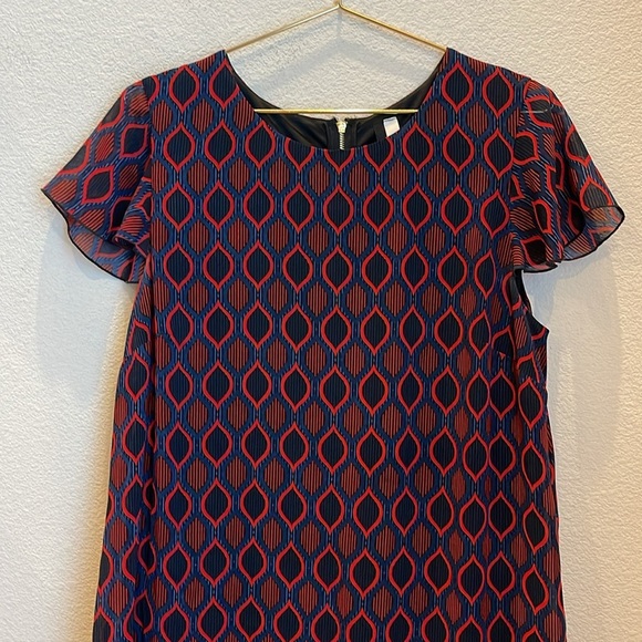 Kensie Geometric Cap Sleeve Shift Dress Size Large - Picture 3 of 7